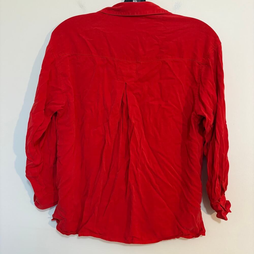 Tianello Womens S Shirt Red Tencel Rayon Camp Made in USA